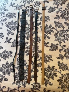 Set of Five Women's Fashion Belts - Black, Brown, Tan
